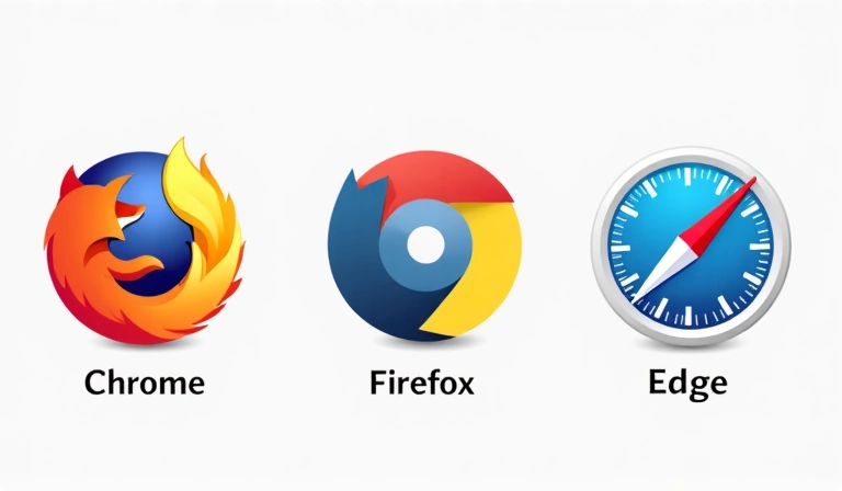 Iconos de navegadores web populares con una barra de configuración